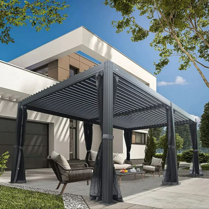 domi outdoor living Aluminum Pergola Gazebo with Louvered Roof ...